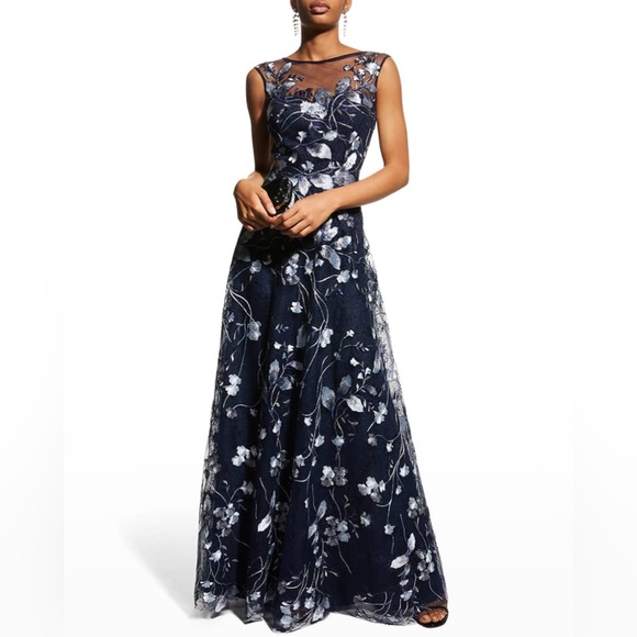 Rickie Freeman for Teri Jon Dresses & Skirts - Rickie Freeman For Teri Jon
Cap-Sleeve Embroidered Tulle A-Line Gown